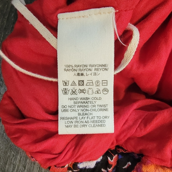 Free People Falling Flowers Jumpsuit Womens M Red Multi Floral Cutout Flowy Boho - Picture 16 of 16